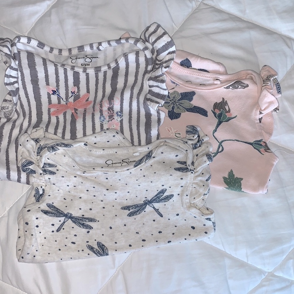 Jessica Simpson 3 onsies. 6-9 months.